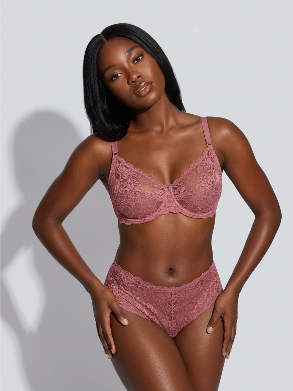 Montelle Intimates Lace Underwire Bra — Dusty Rose 34G
